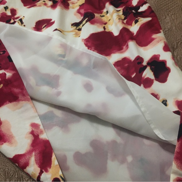 Ann Taylor White w/Deep Blush Florals Sleeveless A-Line Dress Woman’s Size 4 - Picture 6 of 11